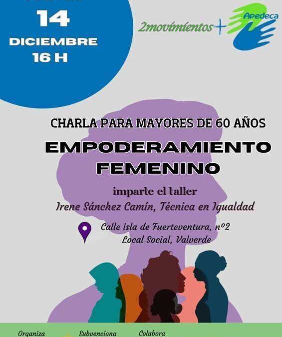 Charlas para mayores de 60 años sobre empoderamiento femenino y nuevas tecnologías