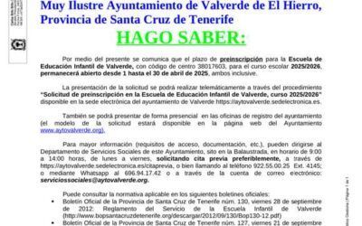 Abierto el plazo de preinscripción de la Escuela Infantil 25/26