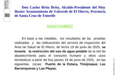 Restablecimiento del uso del agua